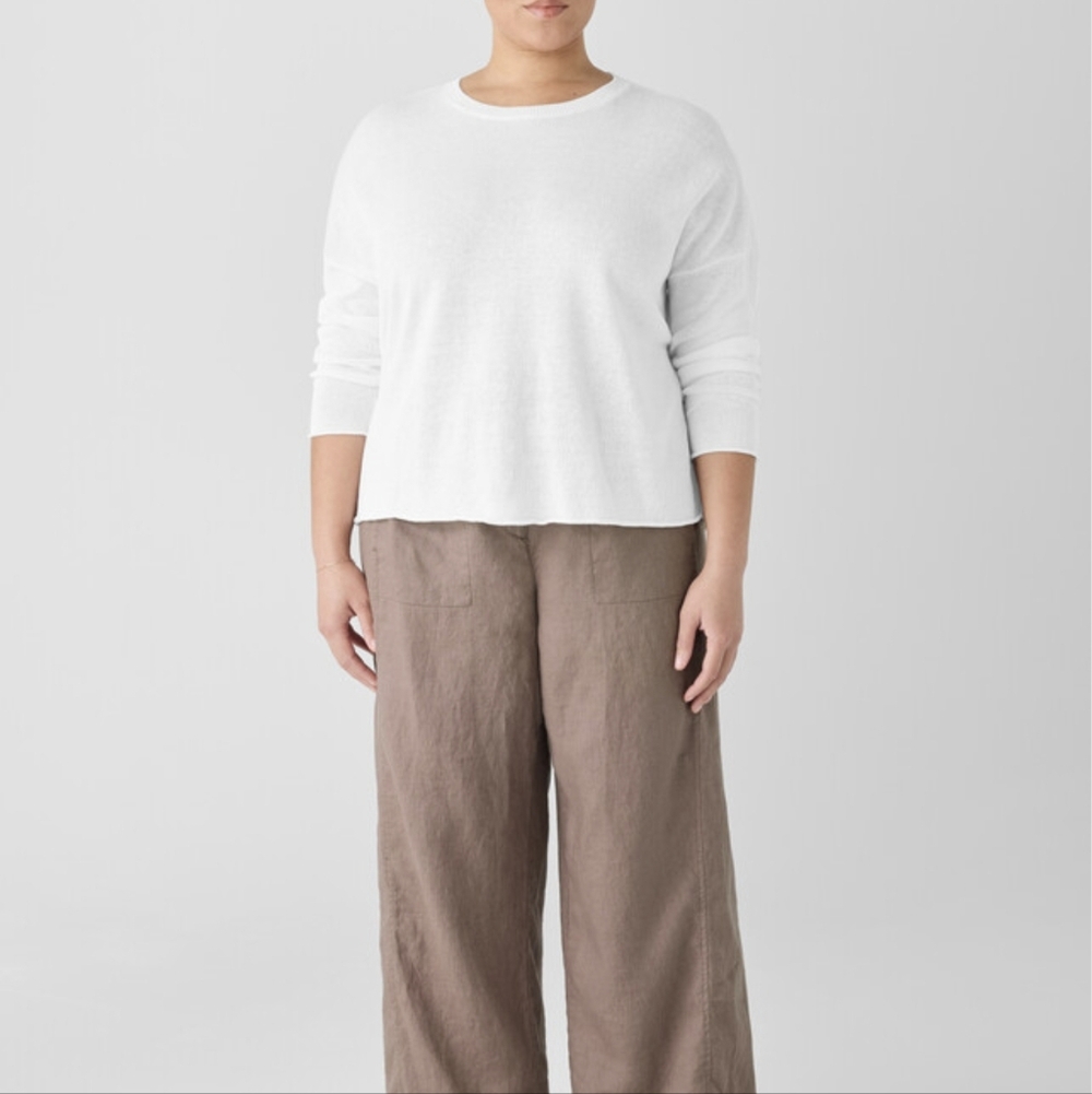 Eileen Fisher Organic Linen & Cotton Cord Crew Neck Top